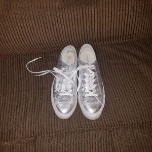 Women's Size 10 Silver Converse All-Stars